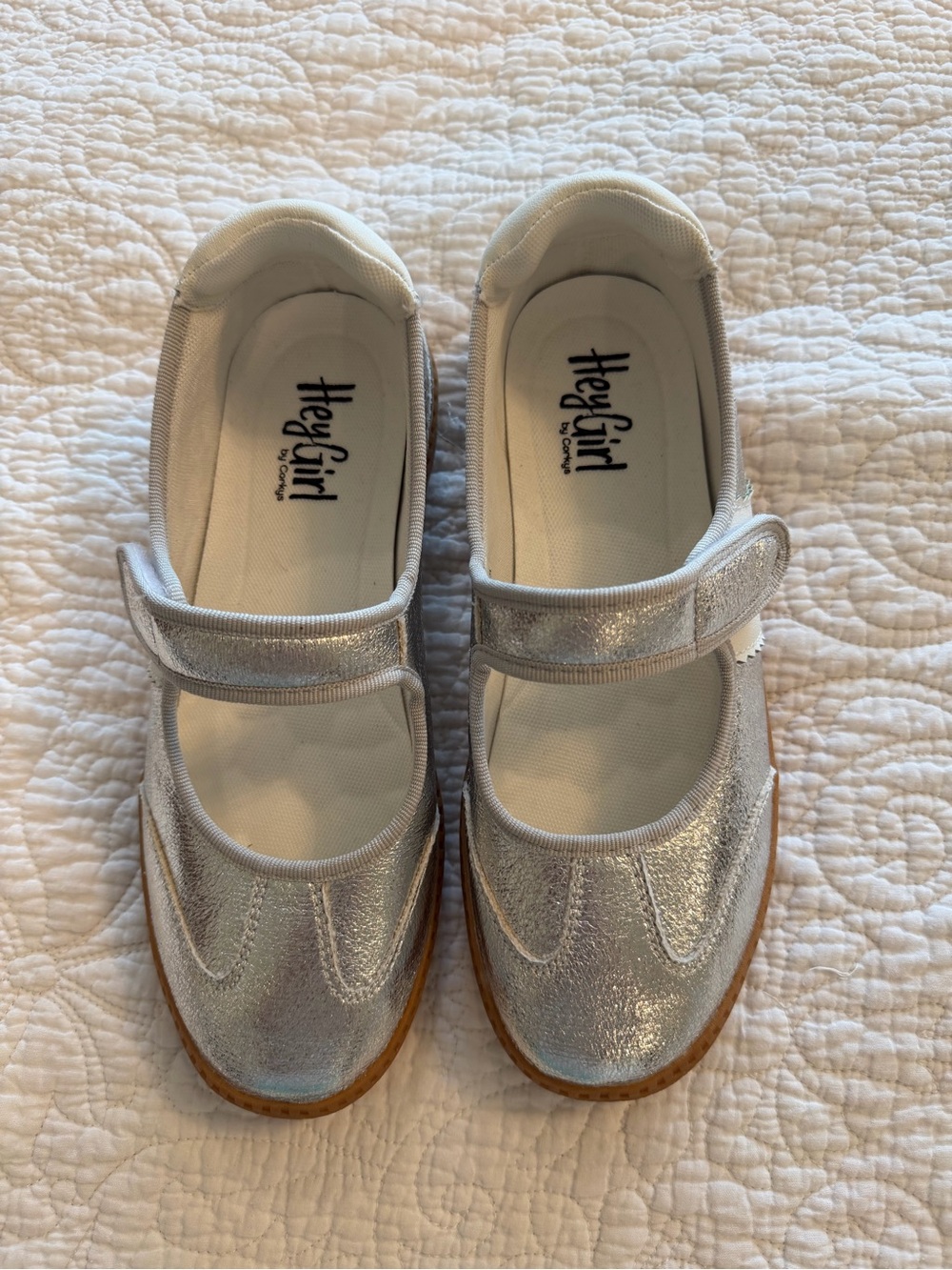 Hey Girl Silver Mary Jane Sneakers for Women - Sparkle silver